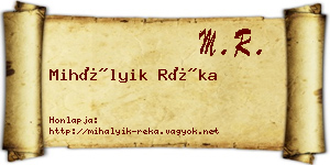 Mihályik Réka névjegykártya